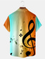 cheap Men&#039;s Printed Shirts-Carnival Musical Notes Casual Men&#039;s Shirt Daily Wear Going out Weekend Autumn / Fall Turndown Short Sleeves Black, Orange S, M, L 4-Way Stretch Fabric