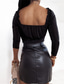 cheap Plain Skirts-Women&#039;s Skirt Bodycon Fashion Sexy Mini High Waist Skirts Solid Colored Beaded Vacation Street Black Brown Spring &amp; Summer Faux Leather
