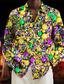 olcso Nyomott férfi ingek-karneváli színes blokk színes alkalmi férfi ing mindennapi viselet hétvégi ősz&amp;amp; téli turndown hosszú ujjú sárga, kék, lila s, m, l slub
