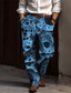 billige Underbukser til mænd i plusstørrelse-Skelet Abstrakt Gotisk Herre 3D-udskrivning Pæne bukser Bukser udendørs Gade Arbejdstøj Polyester Hvid Gul Blå S M L Høj Elasticitet Bukser