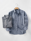 cheap Men&#039;s Linen Shirts-100% Linen Men&#039;s Shirt Linen Shirt Casual Shirt Blue Gray Long Sleeve Plain Lapel Spring &amp;  Fall Casual Daily Clothing Apparel