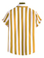 cheap Men&#039;s Casual Shirts-Stripe Casual Men&#039;s Shirt Daily Wear Going out Weekend Autumn / Fall Turndown Short Sleeves Black, Yellow, Pink S, M, L 4-Way Stretch Fabric Shirt