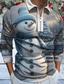 cheap Men&#039;s Christmas Polo-Snowman Men&#039;s Casual 3D Print Zip Polo Golf Polo Outdoor Casual Daily Streetwear Polyester Long Sleeve Turndown Zip Polo Shirts White Blue Fall &amp; Winter S M L Lapel Polo