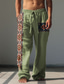 cheap Casual Pants-Men&#039;s Vintage Tribal Argyle Linen Pants Pants Trousers Mid Waist Outdoor Daily Wear Streetwear Fall &amp; Winter Regular Fit