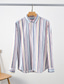 cheap Men&#039;s Linen Shirts-100% Linen Men&#039;s Shirt Linen Shirt Casual Shirt Blue Long Sleeve Stripes Lapel Spring &amp;  Fall Casual Daily Clothing Apparel