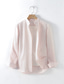 Χαμηλού Κόστους ανδρικά λινά πουκάμισα-100% Λινό Πλισέ Ανδρικά Πουκάμισο λινό πουκάμισο Casual πουκάμισο Λευκό Ανθισμένο Ροζ Μακρυμάνικο Σκέτο Όρθιος Γιακάς Άνοιξη &amp; Χειμώνας Causal Καθημερινά Ρούχα