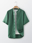 Χαμηλού Κόστους ανδρικά λινά πουκάμισα-100% Λινό Ανδρικά Πουκάμισο λινό πουκάμισο Casual πουκάμισο Καλοκαιρινό πουκάμισο Λευκό Ρουμπίνι Πράσινο Κοντομάνικο Σκέτο Όρθιος Γιακάς Καλοκαίρι Causal Καθημερινά Ρούχα