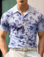 cheap Graphic Polo-Floral Men&#039;s Casual Print 3D Outdoor Daily Wear Streetwear Polyester Short Sleeve Turndown Polo Shirts Pink Blue Autumn / Fall S M L Micro-elastic Lapel Polo