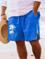 abordables Shorts pour hommes-Homme Short Short d&#039;été Short de plage Zippé Cordon Taille elastique Cocotier Confort Respirable Court du quotidien Vacances Sortie Mélange de Coton Hawaïen Décontractées Vert Véronèse Bleu Roi