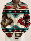 cheap Men&#039;s Printed Shirts-Tribal Geometry Tribal Men&#039;s Shirt Daily Wear Going out Weekend Fall &amp; Winter Turndown Long Sleeve Red, Green, Khaki S, M, L Slub Fabric Shirt