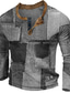 tanie T-shirty męskie z nadrukiem-Graficzny Kolorowy blok Niejednolita całość Moda Designerskie Codzienny Męskie Druk 3D Koszula Henley T-shirt waflowy Sporty na świeżym powietrzu Święto Festiwal Podkoszulek Niebieski Brązowy Zielony