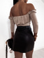 cheap Plain Skirts-Women&#039;s Skirt Bodycon Fashion Sexy Mini High Waist Skirts Solid Colored Beaded Vacation Street Black Brown Spring &amp; Summer Faux Leather
