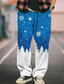 abordables pantalons de survêtement graphiques-pantalon pour homme flocon de neige décontracté pantalon imprimé 3D pour homme pantalon extérieur tenue quotidienne streetwear moche polyester vin bleu orange s m l taille moyenne élasticité pantalon