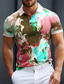 cheap Graphic Polo-Gradient Graffiti Men&#039;s Abstract 3D Print Golf Polo Outdoor Daily Wear Streetwear Polyester Short Sleeve Turndown Polo Shirts Yellow Pink Spring &amp; Summer S M L Micro-elastic Lapel Polo