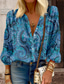 abordables Blusas Florales-Camisa de mujer de manga larga blusa abotonada moda casual paisley botones print tops regulares cuello de camisa casual diaria para salir rosa rojo verde primavera y otoño