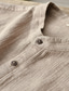 abordables camisas de lino para hombre-100% Lino Hombre Camisa camisa de lino Camisa casual Camisa de verano Verde Beige Café Manga Corta Plano Escote Chino Verano Casual Diario Ropa