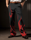 お買い得  メンズプラスサイズのボトムス-火炎 ビジネス カジュアル 男性用 3Dプリント スーツ パンツ アウトドア ストリート 仕事に着る ポリエステル ワイン ブラック ホワイト S M L ハイウエスト 弾性 パンツ