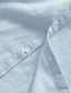 abordables camisas de lino para hombre-100% Lino Hombre Camisa camisa de lino Camisa casual Verde Claro Verde Azul claro Manga Larga Plano Cuello Mao Primavera &amp; Otoño Casual Diario Ropa