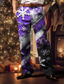 cheap Graphic Casual Pants-Snowflake Business Casual Men&#039;s 3D Print Pants Trousers Outdoor Street Wear to work Ugly  Polyester Red Blue Purple S M L High Elasticity Pants