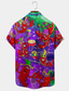 levne Pánské košile s potiskem-karnevalová krevetová umělecká pánská košile denní nošení venčení víkend podzim / podzim zpomalení krátké rukávy fialová, zelená s, m, l 4směrně strečová tkanina