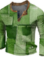 abordables Camisetas gráficas de hombre-Graphic Bloque de color Retazos Moda Design Casual Hombre Impresión 3D Henley Shirt Camiseta de gofres Deporte Festivos Festival Camiseta Azul Piscina Marrón Verde Trébol Manga Larga Henley Camisa