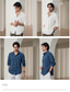 abordables camisas de lino para hombre-10% lino Abotonar Hombre Camisa camisa de lino Blanco Rosa Azul Marino Manga Larga Color sólido Cuello Primavera verano Casual Diario Ropa