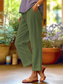 cheap Wide Leg &amp; High Waisted-Women&#039;s Wide Leg Cropped Pants Linen Cotton Blend Plain High Waist Ankle-Length ArmyGreen Fall