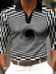 cheap Graphic Polo-Optical Illusion Men&#039;s Abstract 3D Print Outdoor Casual Daily Streetwear Polyester Long Sleeve Turndown Polo Shirts White Green Fall &amp; Winter S M L Micro-elastic Lapel Polo