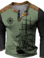 Χαμηλού Κόστους Ανδρικό Γραφικό T-shirt-Πλοίο Ναυτικό Πυξίδα Υψηλής Ποιότητας Ρετρό / Βίντατζ Καθημερινό Ανδρικά 3D εκτύπωση Πουκάμισο Henley Μπλουζάκι βάφλα Υπαίθρια Αθλήματα Αργίες Φεστιβάλ Κοντομάνικη μπλούζα Ανοικτό Καφέ Θαλασσί Καφέ