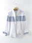 cheap Men&#039;s Linen Shirts-100% Linen Men&#039;s Shirt Linen Shirt Casual Shirt White Long Sleeve Color Block Lapel Spring &amp;  Fall Casual Daily Clothing Apparel