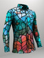 cheap Men&#039;s Printed Shirts-Color Block Colorful Artistic Abstract Men&#039;s Shirt Daily Wear Going out Fall &amp; Winter Turndown Long Sleeve Light Blue, Red, Blue S, M, L 4-Way Stretch Fabric Shirt