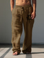 cheap Casual Pants-Men&#039;s Vintage Sun Linen Pants Pants Trousers Mid Waist Outdoor Daily Wear Streetwear Fall &amp; Winter Regular Fit