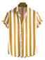 رخيصةأون قمصان رجالية عادية-شريط كاجوال رجالي قميص مناسب للبس اليومي مناسب للخارج عطلة نهاية الاسبوع سقوط الخريف طوي كم قصير أسود, أصفر, وردي بلاشيهغ S, M, L 4-طريقة سترتش النسيج قميص