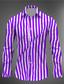 cheap Men&#039;s Printed Shirts-Stripe Casual Men&#039;s Shirt Daily Wear Going out Fall &amp; Winter Turndown Long Sleeve Red, Blue, Purple S, M, L 4-Way Stretch Fabric Shirt