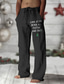זול מכנסיים מודפסים-חג המולד בגדי ריקוד גברים וינטאג&#039; עץ חג המולד אותיות חג מולד שמח מכנסיים מותן בינוני לבוש יומיומי חופשה ליציאה אביב סתיו רגיל