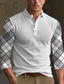 cheap Classic Polo-Plaid / Check Men&#039;s Business Print 3D Outdoor Casual Daily Streetwear Polyester Long Sleeve Turndown Polo Shirts Black White Fall &amp; Winter S M L Micro-elastic Lapel Polo