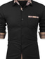 baratos camisas masculinas casuais-Homens Camisa Social camisa de botão Camisa casual Preto Branco Rosa Azul Escuro Manga Longa Bloco de cor Lapela Diário Férias Patchwork Roupa Moda Casual Confortável