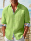 cheap Men&#039;s Casual Shirts-Leaf Casual Men&#039;s Shirt Daily Wear Going out Weekend Fall &amp; Winter Turndown Long Sleeve Red, Blue, Green S, M, L Slub Fabric Shirt