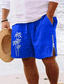 abordables Shorts pour hommes-Homme Short Short d&#039;été Short de plage Zippé Cordon Taille elastique Cocotier Confort Respirable Court du quotidien Vacances Sortie Mélange de Coton Hawaïen Décontractées Vert Véronèse Bleu Roi