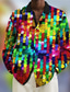 abordables Camisas estampadas para hombre-Camisa de hombre casual colorida de carnaval uso diario salir fin de semana otoño&amp;amp; camisa de invierno manga larga rojo, verde s, m, l tejido flameado