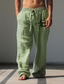 cheap Casual Pants-Men&#039;s Vintage Snake Linen Pants Pants Trousers Mid Waist Outdoor Daily Wear Streetwear Fall &amp; Winter Regular Fit