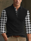 cheap Classic Polo-Plaid / Check Men&#039;s Business Print 3D Outdoor Casual Daily Streetwear Polyester Long Sleeve Turndown Polo Shirts Black White Fall &amp; Winter S M L Micro-elastic Lapel Polo