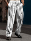 abordables pantalones casuales gráficos-Geometría Vintage Hombre Impresión 3D Pantalones Exterior Calle Usar para trabajar Poliéster Negro Blanco Azul Marino S M L Cintura Alta Elasticidad Pantalones