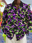 cheap Men&#039;s Printed Shirts-Carnival Ball Artistic Men&#039;s Shirt Daily Wear Going out Weekend Fall &amp; Winter Turndown Long Sleeve Black, Purple S, M, L Slub Fabric