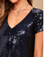 baratos minivestido preto-Mulheres Minivestido Vestido preto Vestido de lantejoulas Vestido Coquetel Vestido de festa Roupa de rua Festa Sensual Festa Ajuste Largo Manga Curta Decote V Preto Champanhe Outono Inverno