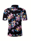 abordables Camisas hawaianas-Floral Casual Hombre Camisa Exterior Calle Casual Diario Otoño Cuello Vuelto Manga Corta Negro S M L Camisa
