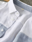 abordables camisas de lino para hombre-100% Lino Hombre Camisa camisa de lino Camisa casual Blanco Manga Larga Bloque de color Diseño Primavera &amp; Otoño Casual Diario Ropa