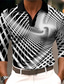 cheap Graphic Polo-Optical Illusion Men&#039;s Abstract 3D Print Golf Polo Outdoor Casual Daily Streetwear Polyester Long Sleeve Turndown Polo Shirts White Blue Fall &amp; Winter S M L Micro-elastic Lapel Polo