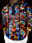 tanie Koszulki polo z nadrukiem-Kolorowy blok Kolorowy Męskie Abstrakcja 3D Nadruk Na zewnątrz Codzienne Streetwear Poliester Długi rękaw Wieczorne Koszulki polo Czerwony Niebieski Jesień i zima S M L Średnio elastyczny Polo z