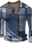 Χαμηλού Κόστους Ανδρικό Γραφικό T-shirt-Γραφική Γεωμτερικό Υψηλής Ποιότητας Ρετρό / Βίντατζ Καθημερινό Ανδρικά 3D εκτύπωση Πουκάμισο Henley Μπλουζάκι βάφλα Υπαίθρια Αθλήματα Αργίες Φεστιβάλ Κοντομάνικη μπλούζα Θαλασσί Καφέ Σκούρο μπλε